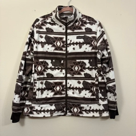 CINCH women’s full zip fleece jacket XL southwestern brown cream Aztec - Picture 2 of 8